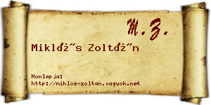 Miklós Zoltán névjegykártya